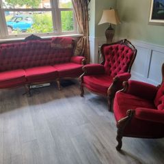 Queen Anne style armchairs and sofa