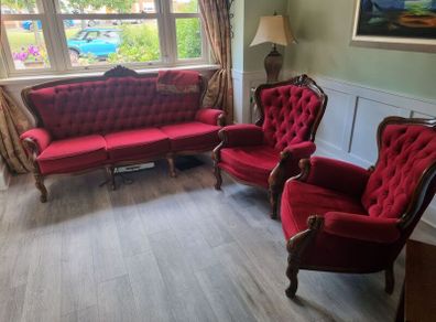 Queen Anne style armchairs and sofa