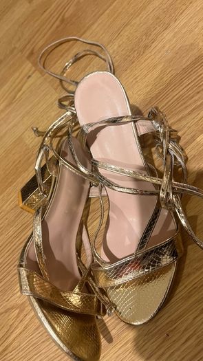 gold strappy heels