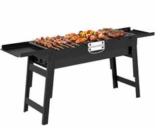 Portable BBQ Grill  Foldable Charcoal Grill with 2 Side Shelves and Handle