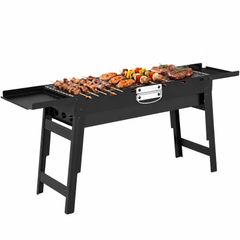 Portable BBQ Grill  Foldable Charcoal Grill with 2 Side Shelves and Handle