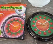 Neon Sports Basketball Quartz Wall Clock  Brand New