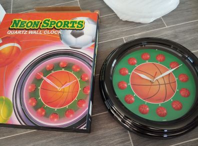 Neon Sports Basketball Quartz Wall Clock  Brand New