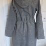 Grey Hooded Wool Look Midi Coat Jacket Oversized Minimalist Winter UK 12 Image 5