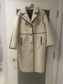 Karen Millen Faux Fur Pu Trim Longline Coat
