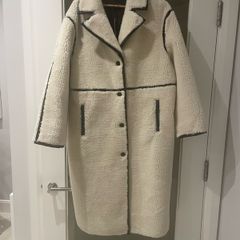 Karen Millen Faux Fur Pu Trim Longline Coat