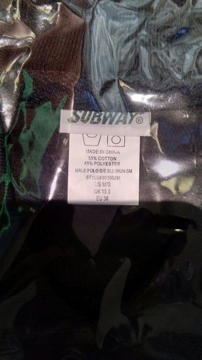 Subway authentic black short sleeve shirt