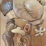 Wooden friends kiss frame wall decor carving Image 2