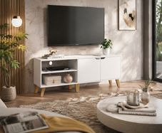140cm TV Cabinet  Modern TV Stand with Adjustable Shelves