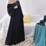 Brand New Women's Islamic Dress Satin Robe with Bishop Sleeves - Black L. Image 3