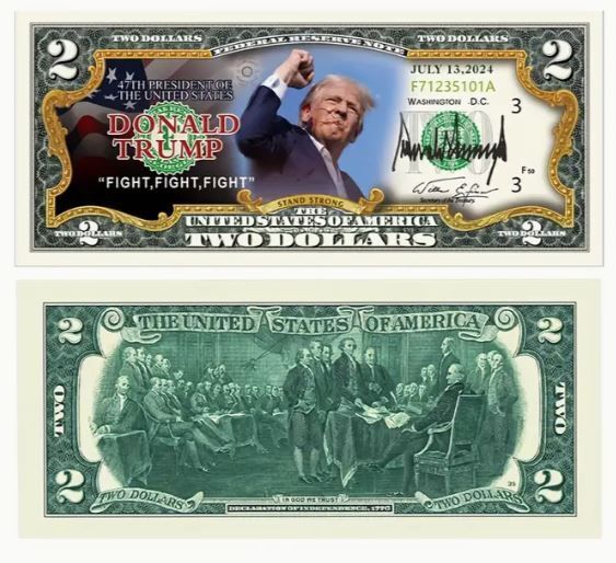 Commemorative banknote 2024, Trump Never Surrender, new, unopened.