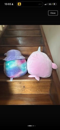 Squishmallows Bundle, Narwhal & Alien (Galaxy + Pink) Soft Plush Toys