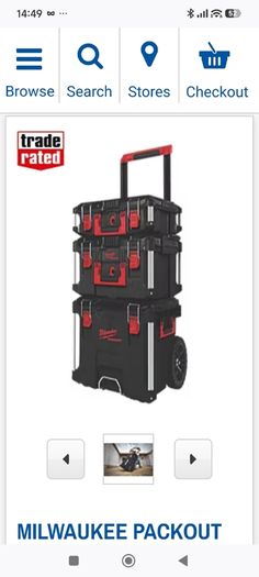 Milwaukee tool pack out tool box trolley.