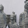Trio of Vintage Chinese Terracotta Army Soldiers of Qin Shi Huang Image 2