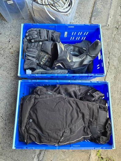 Two crates of motorbike gear