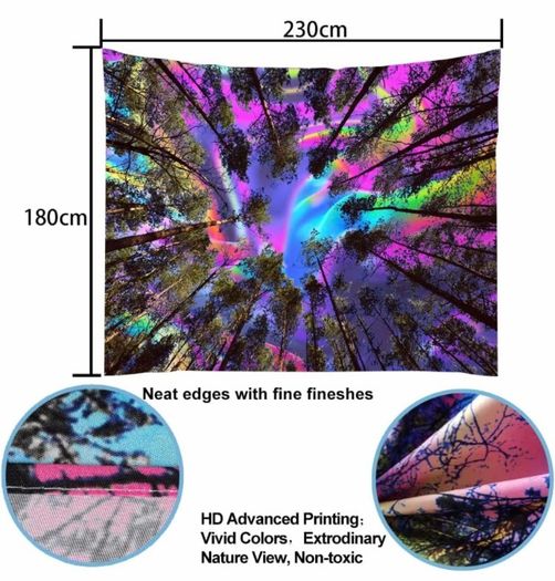 Trippy Tapestry Fantasy Rainbow Colourful Forest Aesthetic Bedroom Decor (Multiple Sizes)