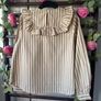 blouse Bnwt beige striped feminine frilled shoulder top size 38 Image 9