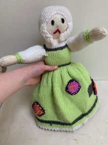 Inside out hand knitted doll