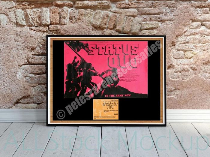 Status Quo Vintage Concert Poster In The Army Now Irish Tour + Ticket Reproduction Print
