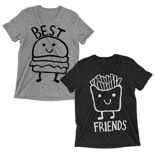 Best Friends Burger And Fries Couple T-shirts  Tops Tees For Valentines Day Gift Present