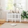 Radiator cover, slatted design, adjustable length 125-201 cm, MDF, White Image 5