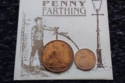 Vintage Novelty Framed Coin Display  " Penny Farthing Bicycle "