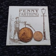 Vintage Novelty Framed Coin Display  " Penny Farthing Bicycle "