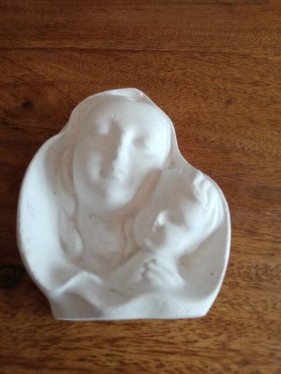 Vintage Hand Cast Chalk Ware Mary & Child.