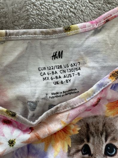 Cute kitty cat summer dress for a girl, 122/128, 6-8 years