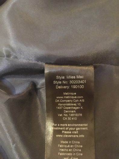 Matinique Stylish Mac Designer Coat - As New - size L