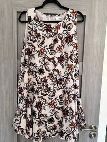 C&A floral sleeveless dress - cream and brown