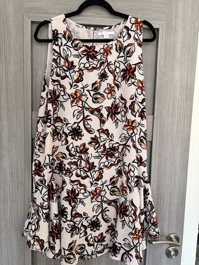 C&A floral sleeveless dress - cream and brown