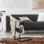 _Side Table Laptop Table C Shape Sofa Table with Storage Space Removable Storage Bag Coffee Laptop Living Room Bedroom Industrial Design Vintage Brown/Black Image 2