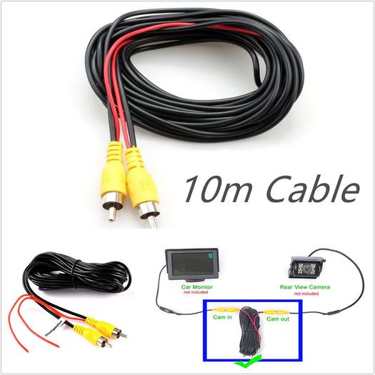 New 10m RCA Car Reverse Parking Camera Video Cable Extend Detection Wire #893