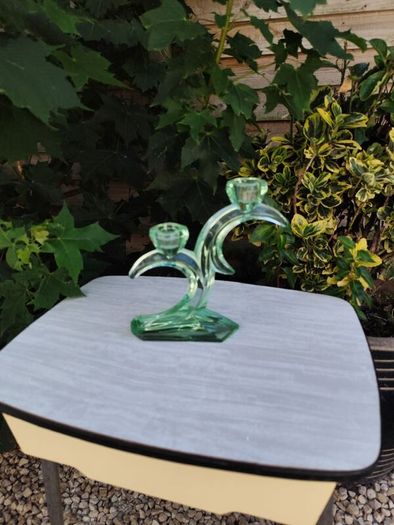 Green Glass Candlestick