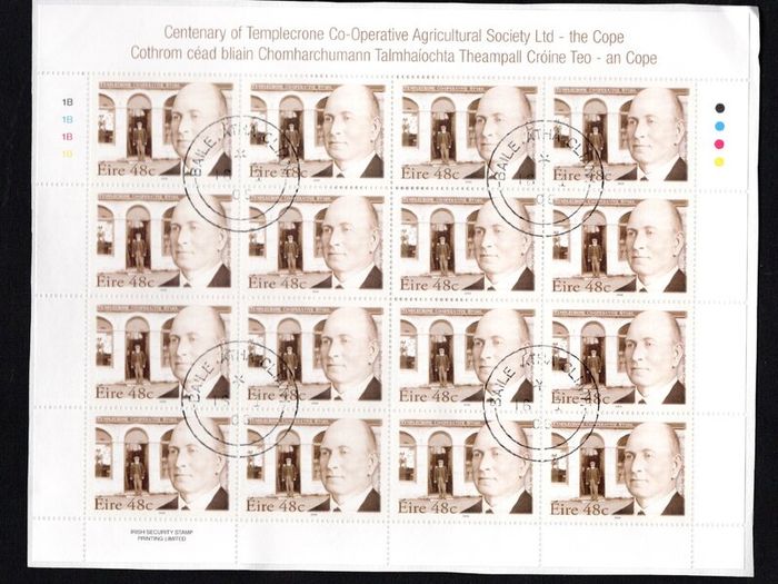 2006 Ireland Centenary of the Templecrone Agricultural Society (The Cope) Commemorative Stamp Sheetlet Plate 1B1B1B1B Fine Used with Dublin cancel of 16th January 2006 (First day of issue)