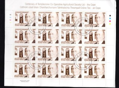 2006 Ireland Centenary of the Templecrone Agricultural Society (The Cope) Commemorative Stamp Sheetlet Plate 1B1B1B1B Fine Used with Dublin cancel of 16th January 2006 (First day of issue)