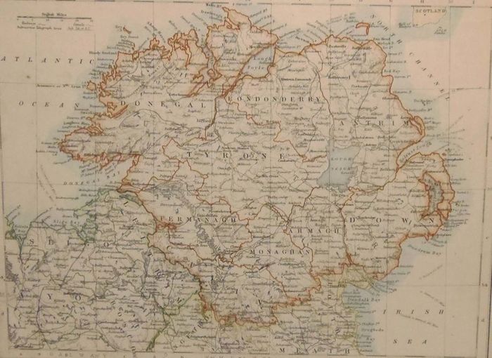 Pair Antique Maps Ireland 1905