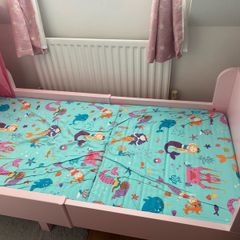 Pink girls bed, along with new mattress, brand new..