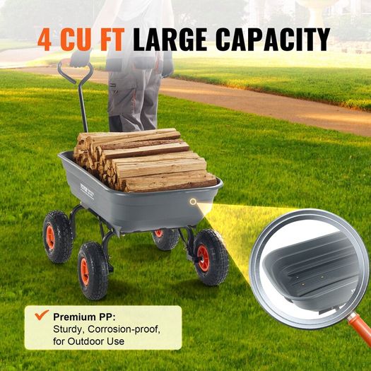 Garden Dump Cart 600 lb with 10in Tyres