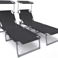 Folding Sun Loungers Set of 2