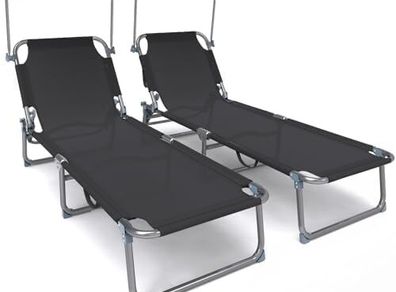 Folding Sun Loungers Set of 2