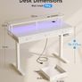 Electric Standing Desk 120 x 54cm Height Adjustable with 3 Drawers RGB LED Strip Charging Station for Home Office Computer Workstation Table Monitor Stand White Image 2
