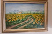 Oil On Canvas of Sunflower By C Benolt
