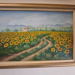 Oil On Canvas of Sunflower By C Benolt