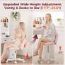 Vanity Chair, Desk Chair without Armrests, Swivel Chair with Back Support, Comfortable Office Chair on Wheels, Height-Adjustable Home Office Chair, Pink Fleece Image 4