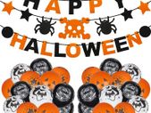 Halloween Party Decorations, 3pcs Happy Halloween Banner Pumpkin Ghost Banner and Halloween Balloons for Halloween Indoor Outdoor