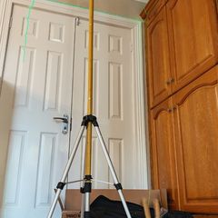 12 Ft./3.7m Laser Level Tripod Telescoping Pole with 1/4-Inch by 20-Inch Laser Mount for Rotary Included Rod & 5/8"-11 Adapter