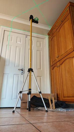 12 Ft./3.7m Laser Level Tripod Telescoping Pole with 1/4-Inch by 20-Inch Laser Mount for Rotary Included Rod & 5/8"-11 Adapter