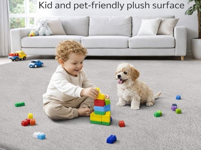Modern Rugs Living Room Non-Slip Carpet, 120x160 cm, Grey  Extra Soft Machine Washable, Non-Shedding Area Rugs, Thick Memory Foam Backing, Home Decor for Bedroom, Nursery, Office